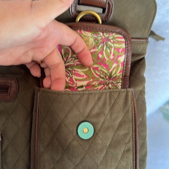 *Vera Bradley Middleton Slim Olive Quilted Canvas/ Leather Tote - Picture 14 of 14